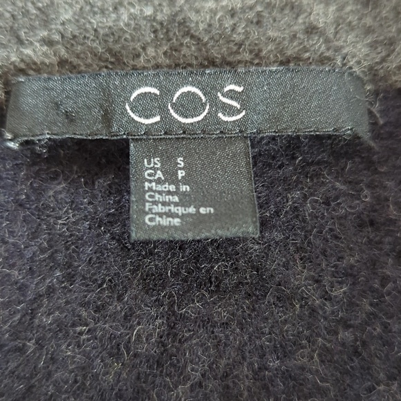 COS Grey Wool Blend Boiled Wool Cropped Sweater Jacket Stand Collar - Picture 4 of 13
